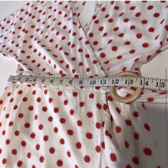 J.O.A wrap mini V-neck polka dots dress size :M - Picture 10 of 16